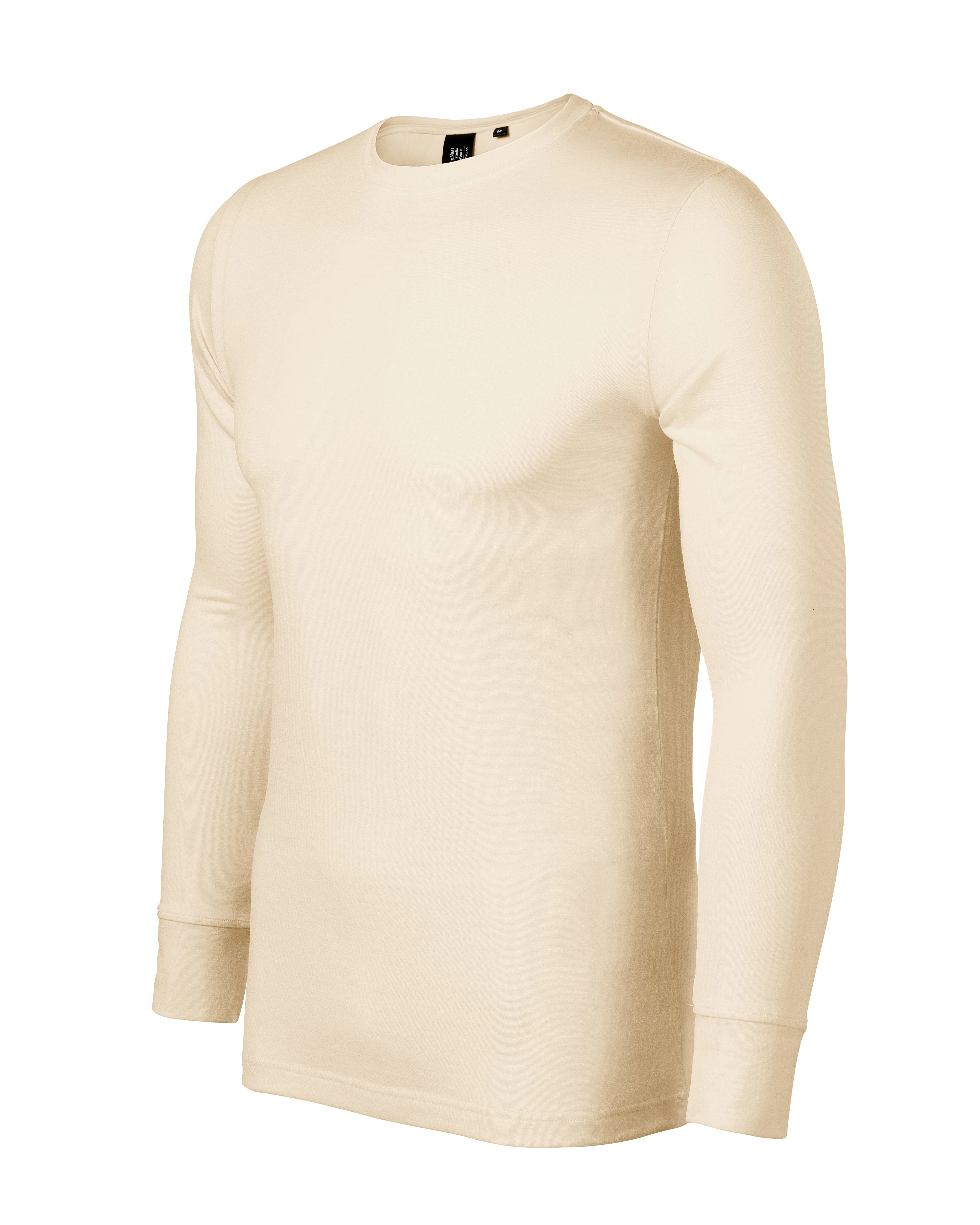 Steel Haven - T-shirt homme 100% laine mérinos (long sleeve) - 159, amande, taille S