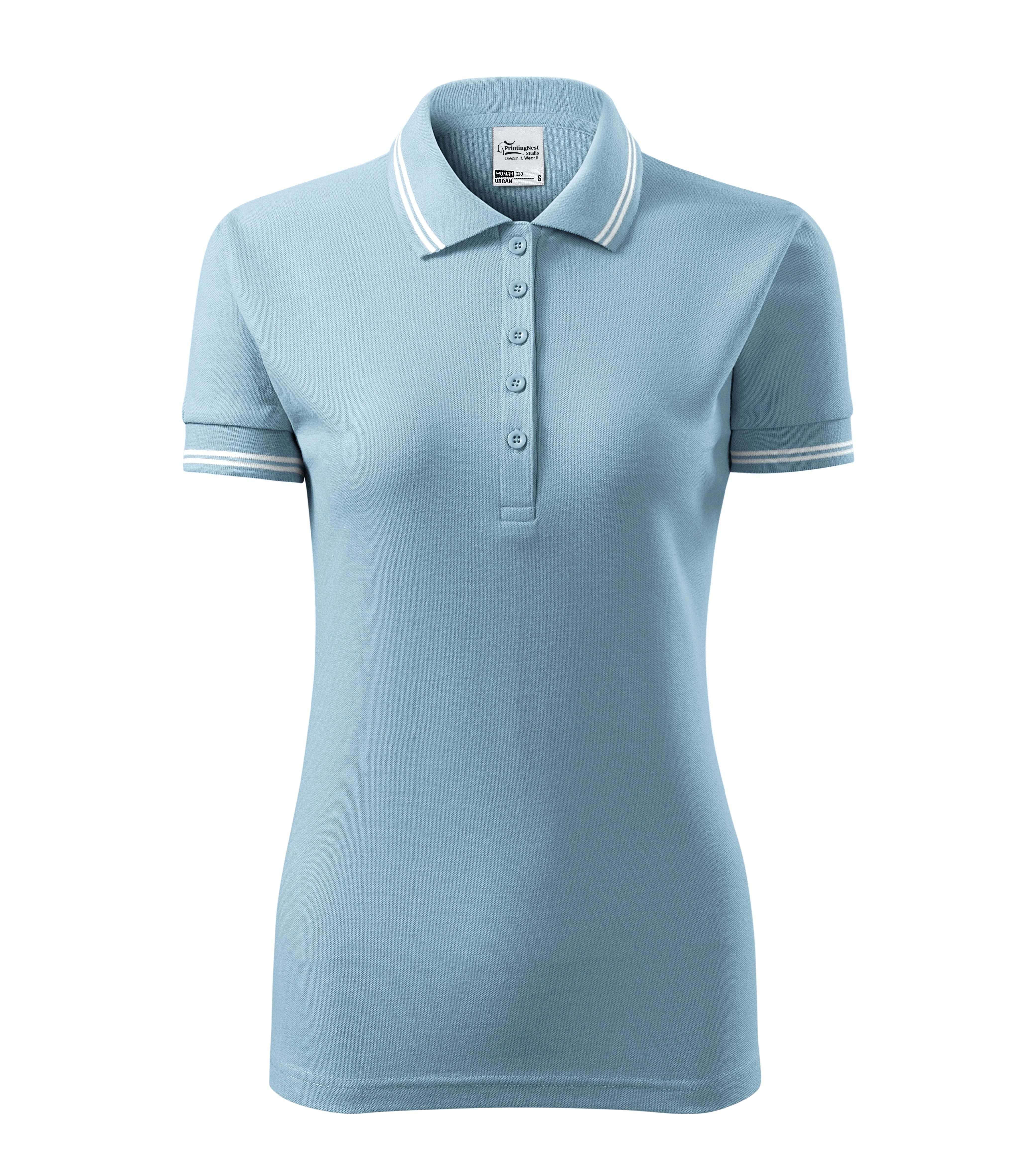 Rose Quartz -Polo femme 65% coton 35% polyester - 220, bleu ciel, taille XS