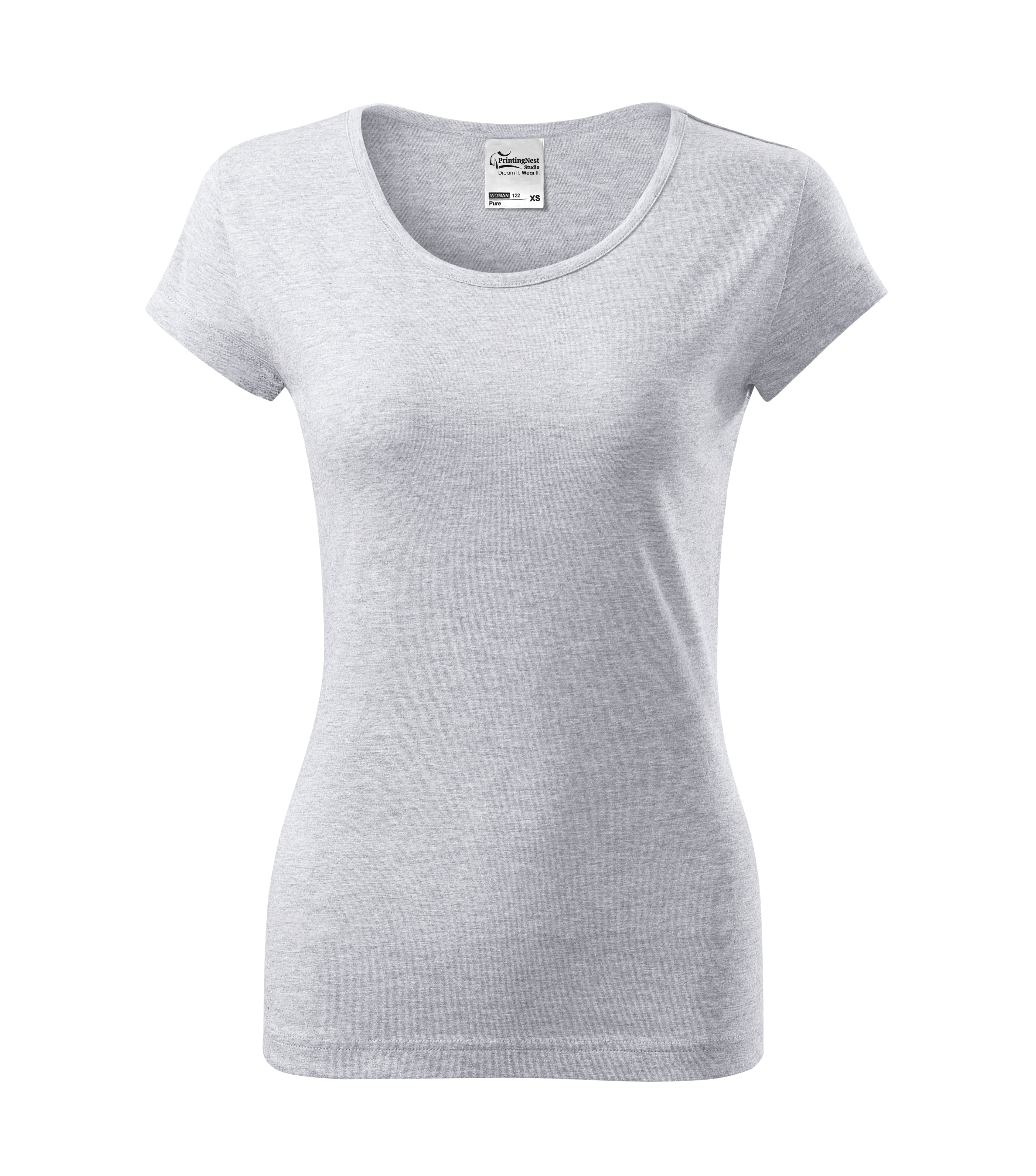 Pure Haven - T-shirt dames 100% katoen - 122 in asgrijs gemêleerd