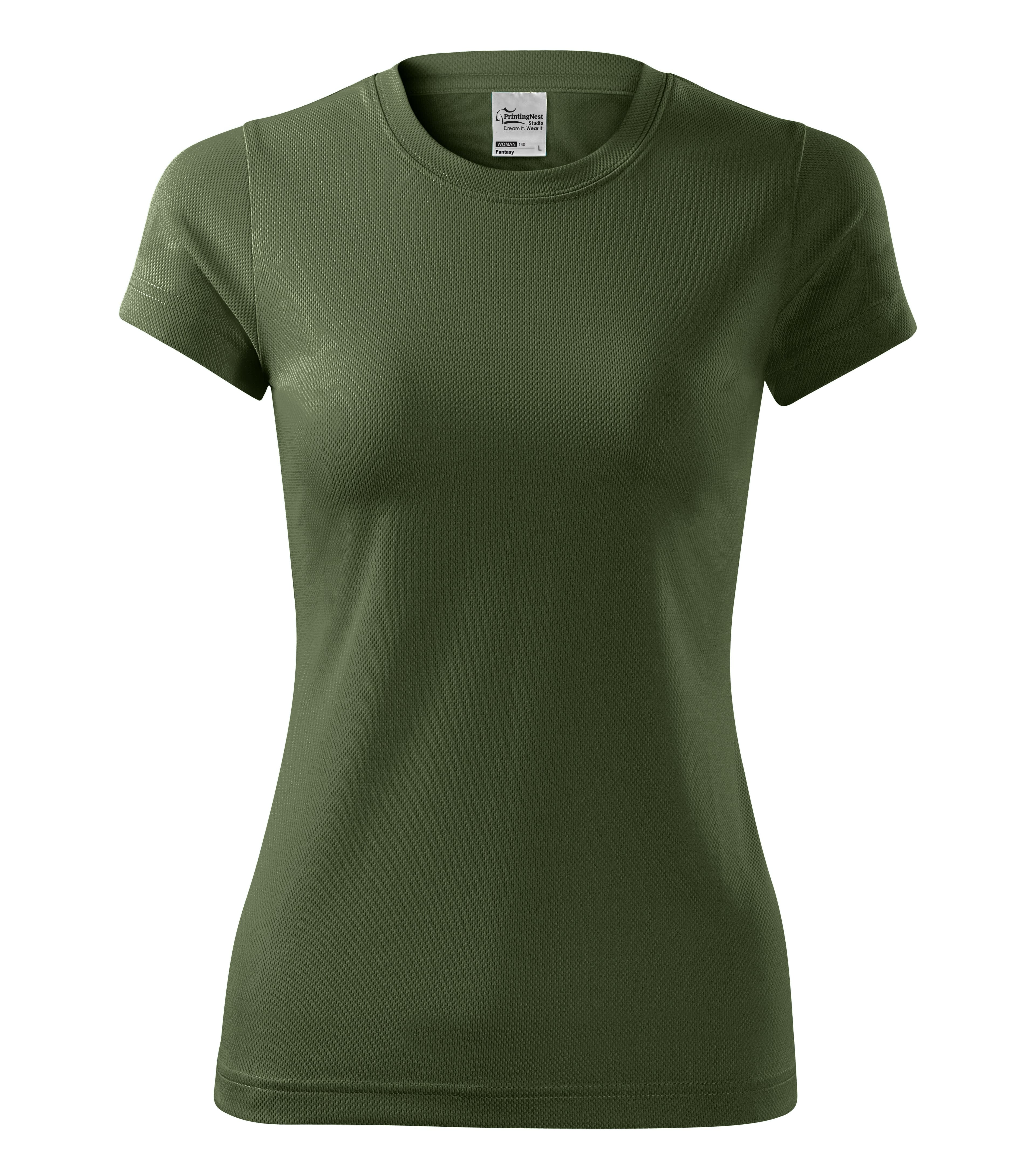 Vital Ease -T-shirt dames 100% polyester - 140 in Militairgroen