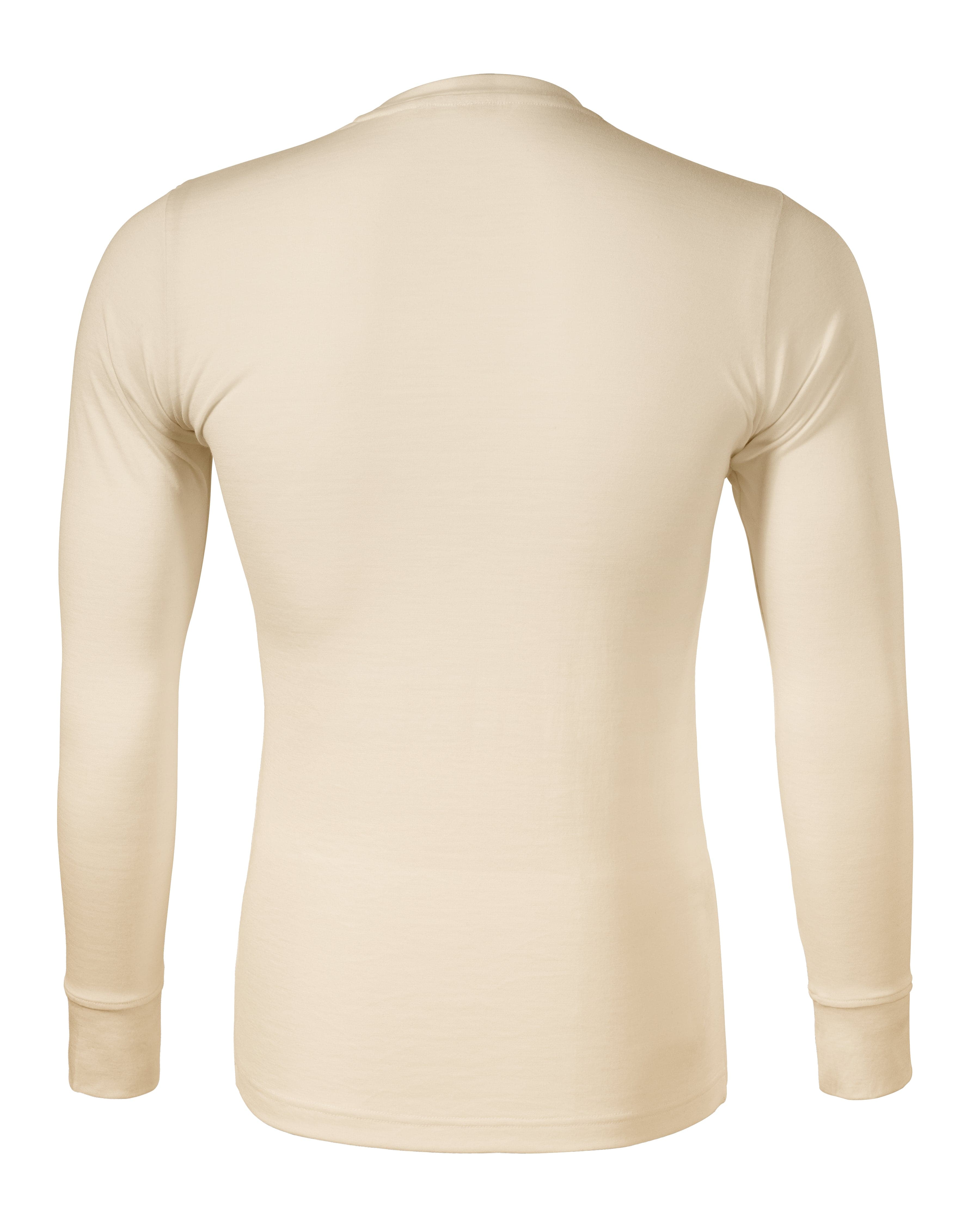 Steel Haven - T-shirt heren 100% merinowol (long sleeve) - 159 in amandel