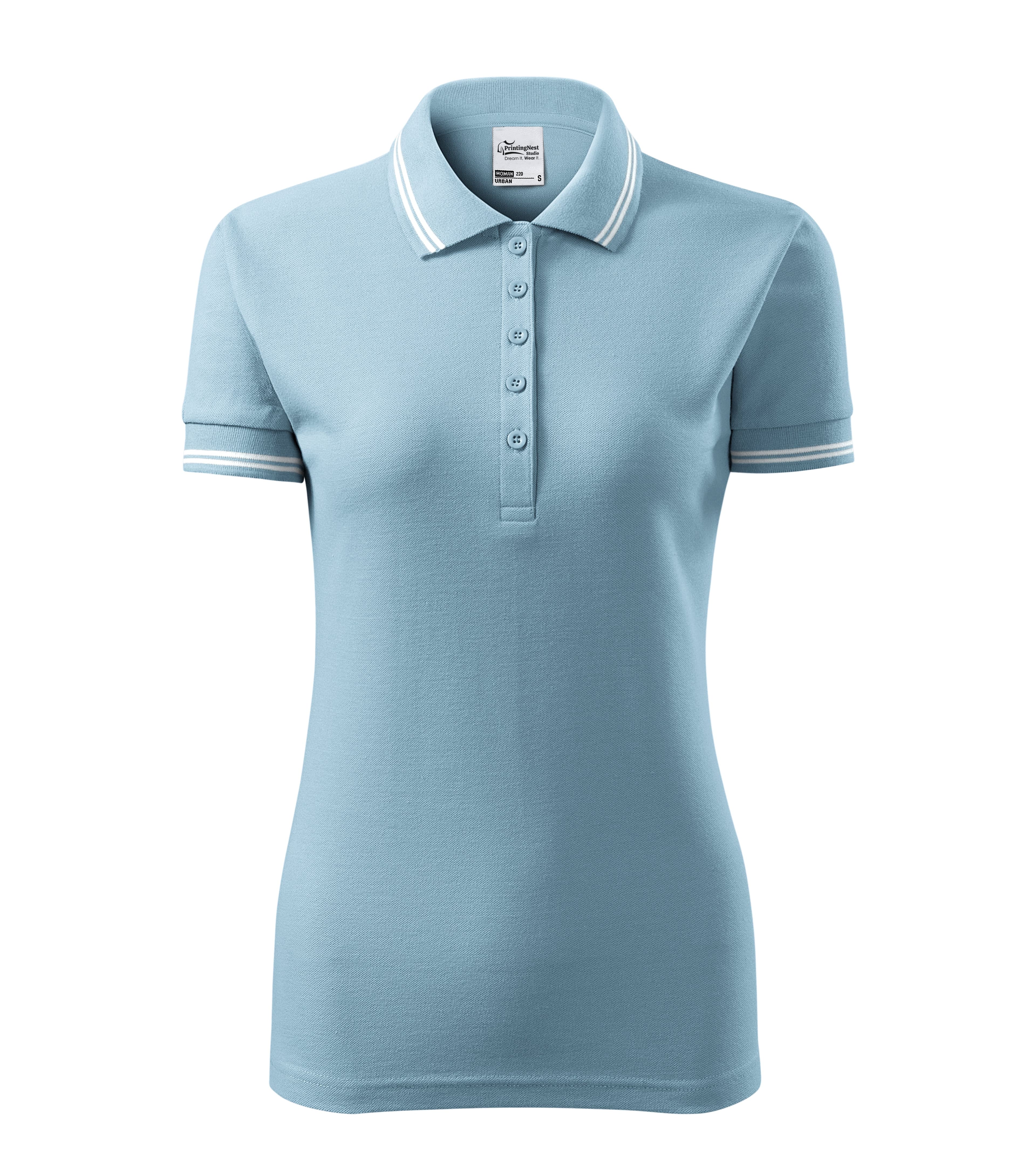 Rose Quartz -Poloshirt dames 65% katoen 35% polyester - 220 in hemelsblauw