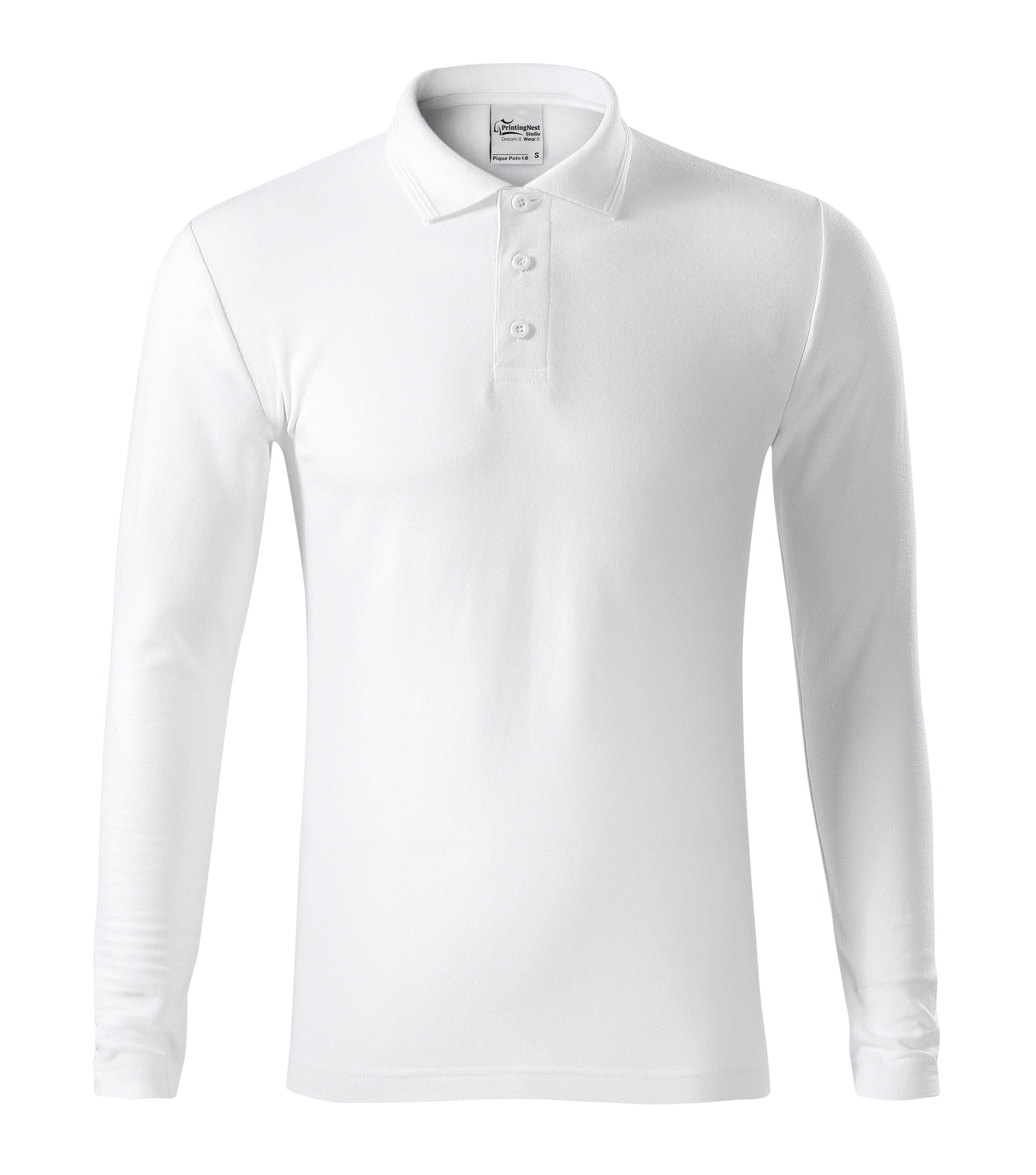 Helion Prime - Poloshirt heren 65% katoen 35% polyester (long sleeve)- 221 in wit