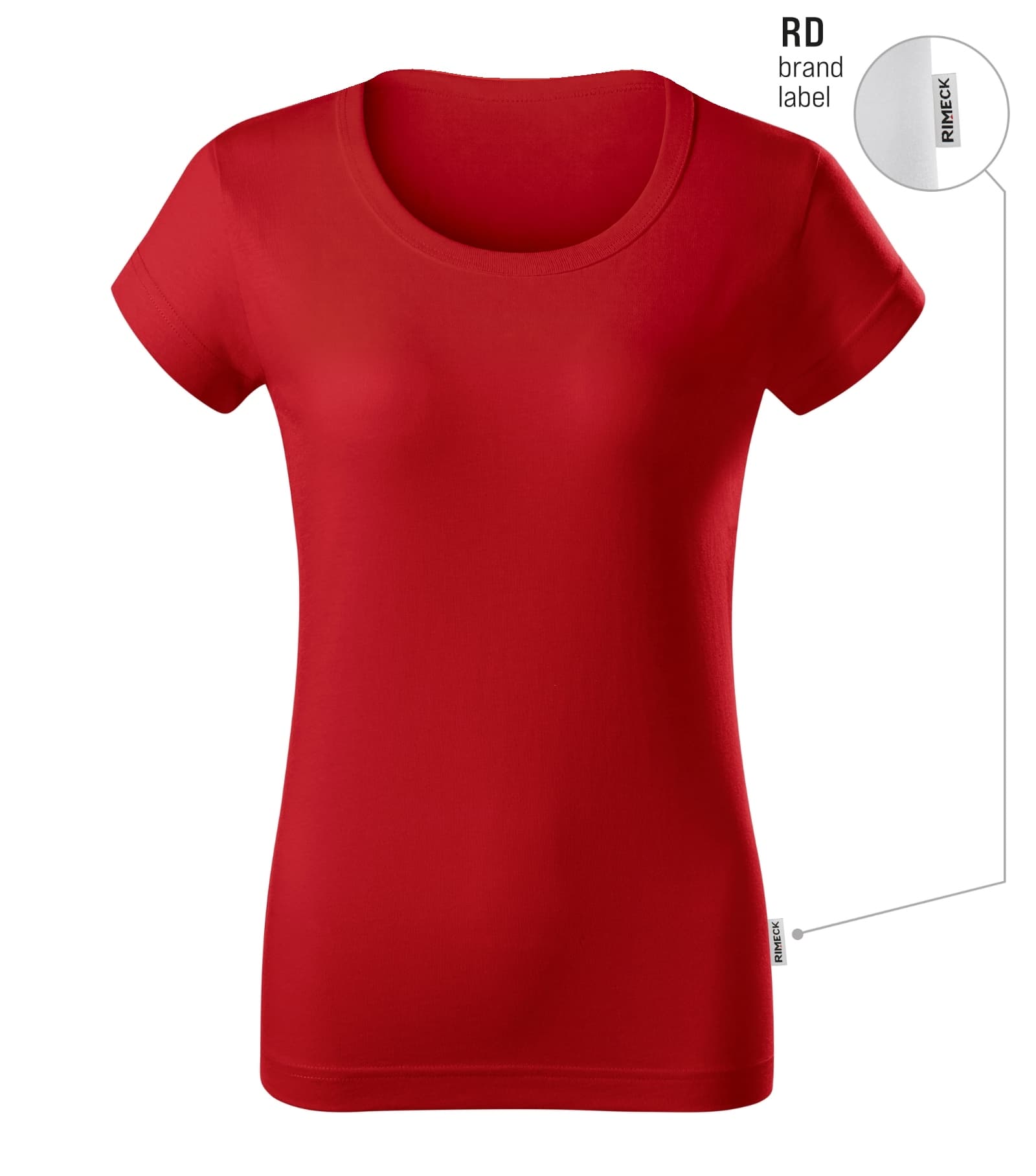 Zephyr Pulse - T-shirt dames 100% voorgekrompen katoen - R02 in Rood 07 (merklabel)