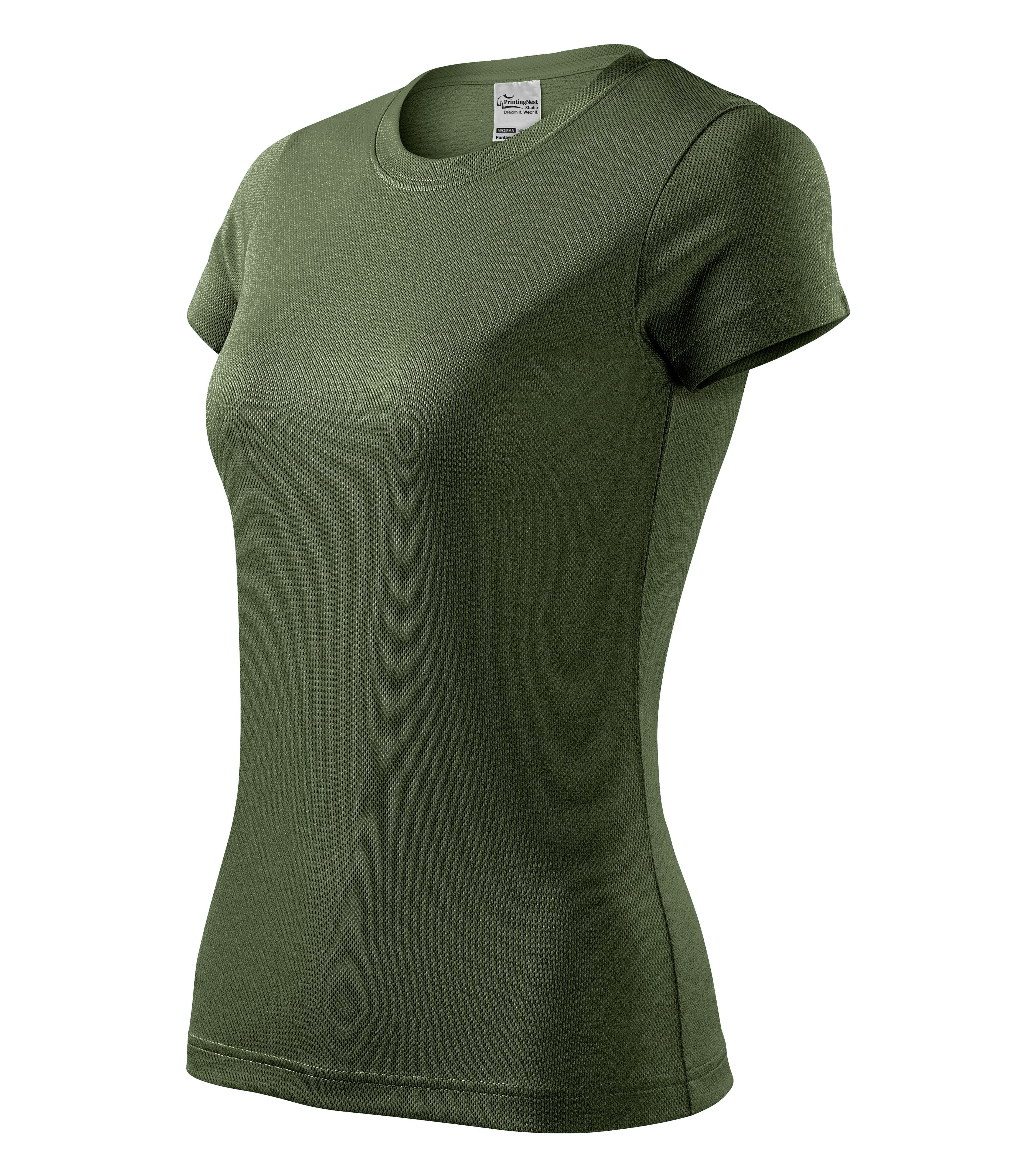 Vital Ease -T-shirt dames 100% polyester - 140 in Militairgroen