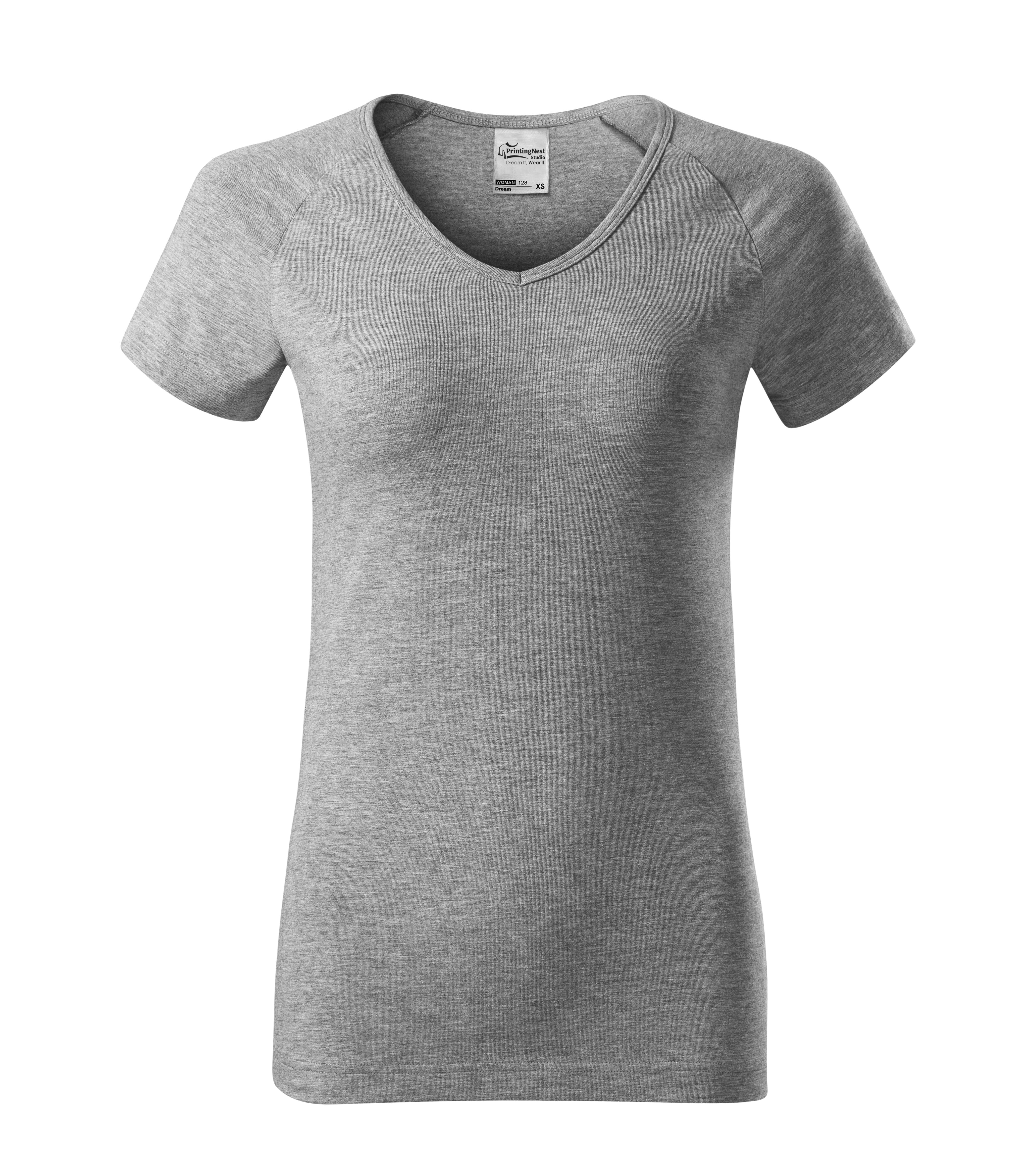 Solar Bloom - T-shirt women‘s 95% katoen 5% elastaan - 128, donker Grijs gemêleerd, maat XS