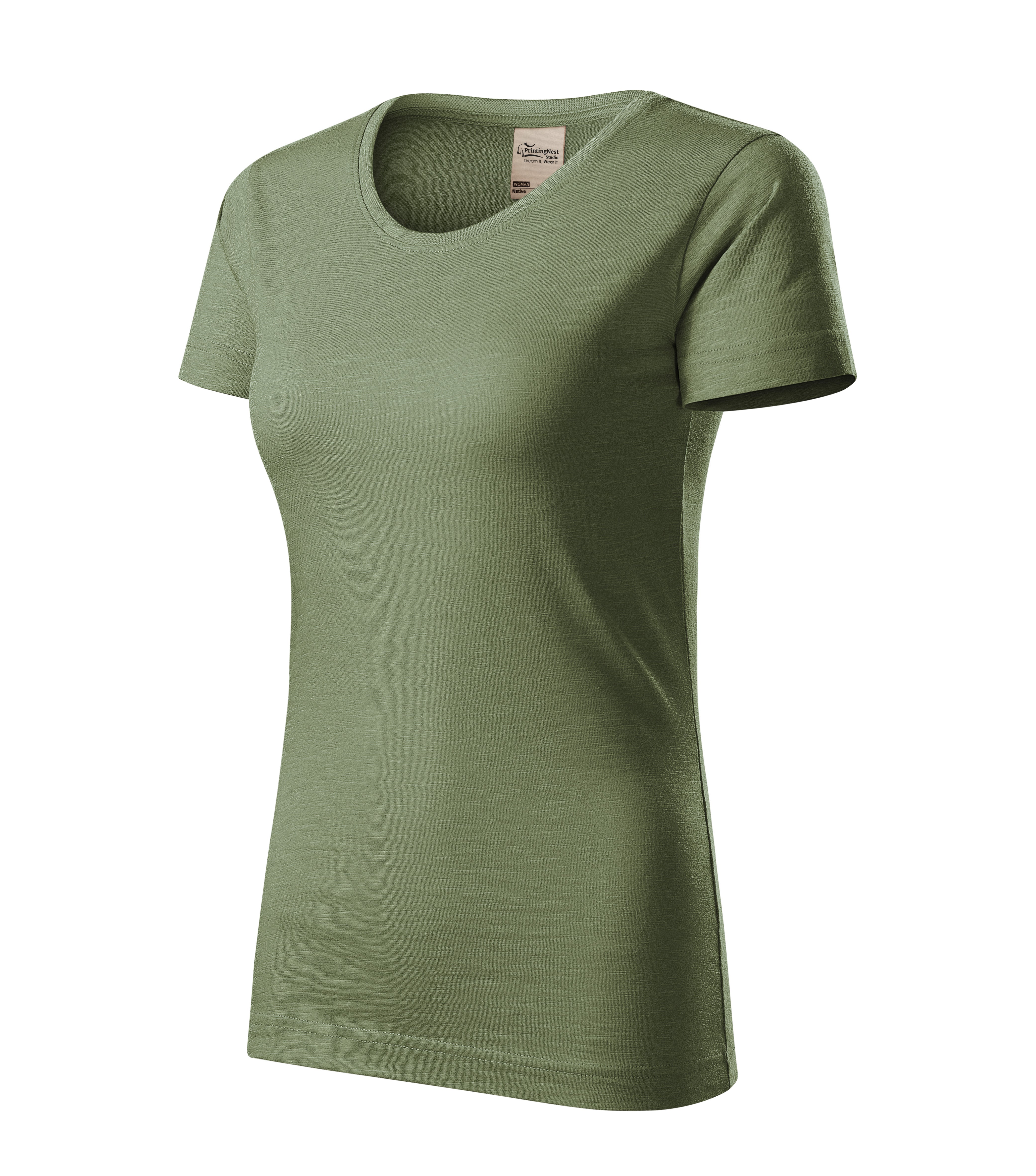 Breezeform - T-shirt dames 100% biologisch katoen GOTS - 174, Khaki, maat XS